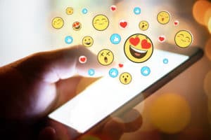 likes to send messages with romantic or sad emoticons