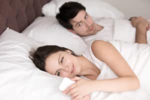 your girlfriend is secretive about whom she is chatting or talking with